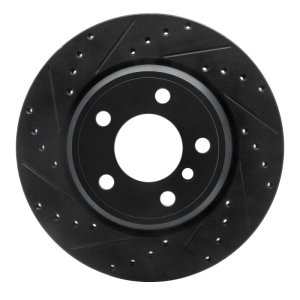 BMW X5 Brake Rotor (1) - Rear Left - R1 Concepts - Drilled & Slotted - Black - `02-`06